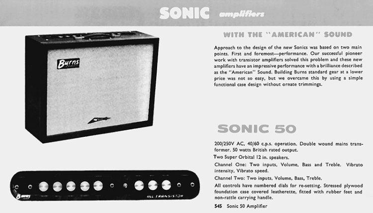 1960's Burns Sonic Amplifier Head - Image 3