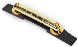 Gretsch Bridge Assembly, "Rocking" Bar, Gold with Ebony base