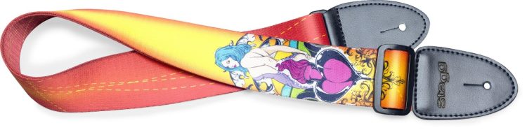 Stagg Terylene guitar strap with "Pin-up" Orange / Yellow