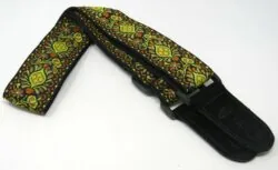Leathergraft Jacquard Yellow Woven Hendrix 60's Vintage Adjustable Guitar or Bass Strap