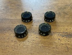 Genuine Early 1970's Gibson Black Barrel Speed Knobs Set Of 4